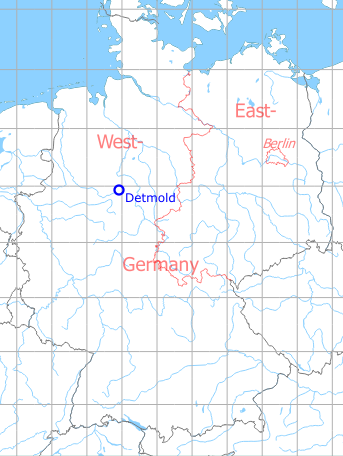 Map with location of Detmold Airfield, Germany