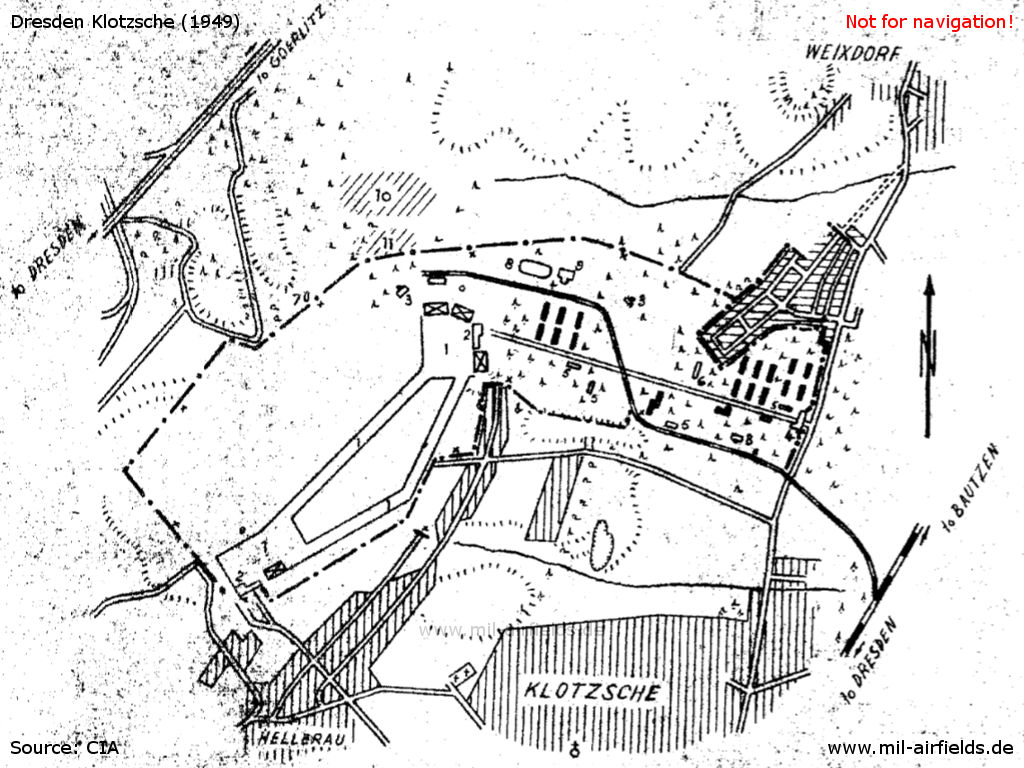 Karte Flugplatz Dresden 1949