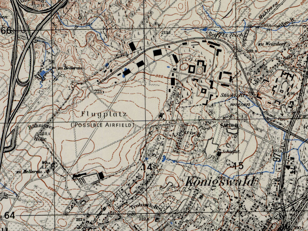 Dresden-Klotzsche airfield, Germany, on a US map from 1952