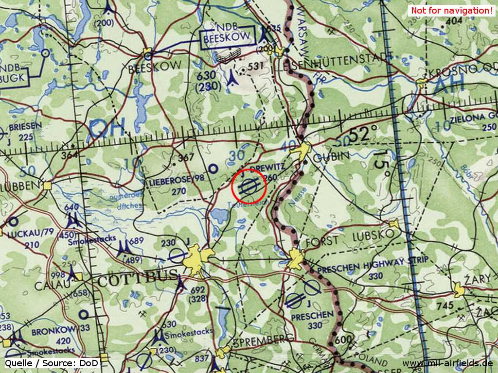 Flugplatz Drewitz auf einer Karte 1972