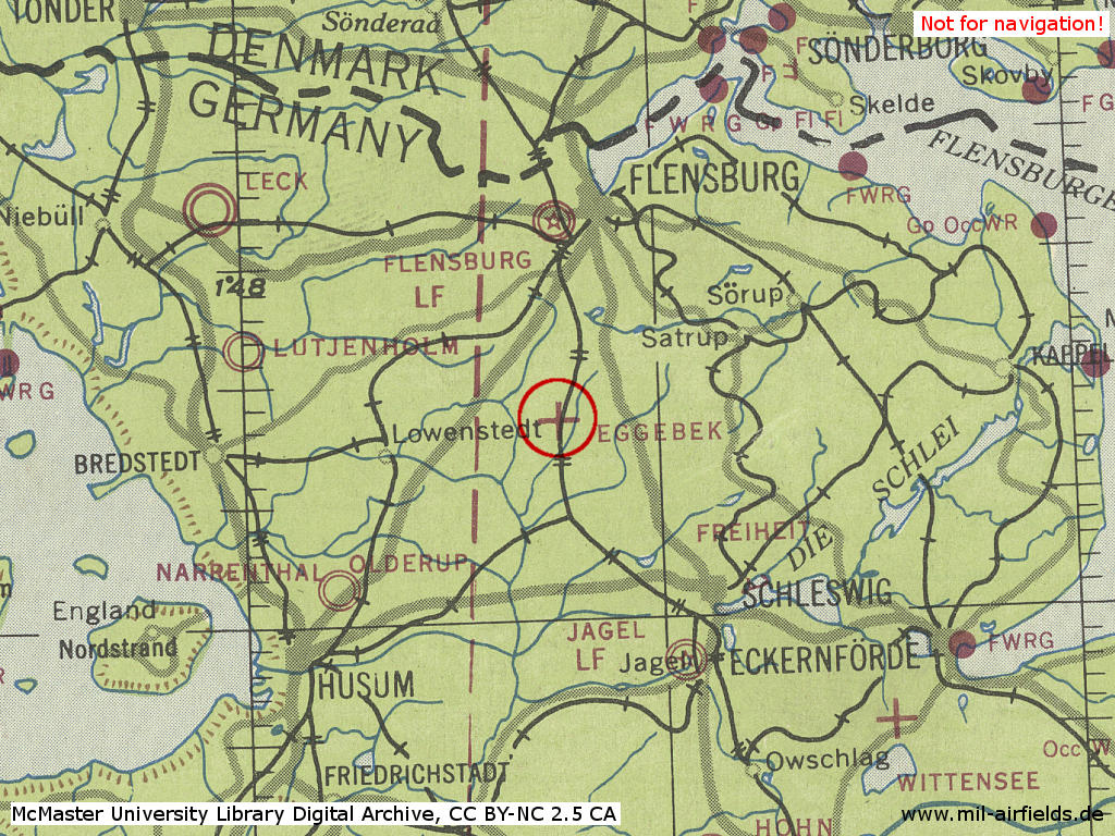 Fliegerhorst Eggebek im Zweiten Weltkrieg auf einer US-Karte 1943