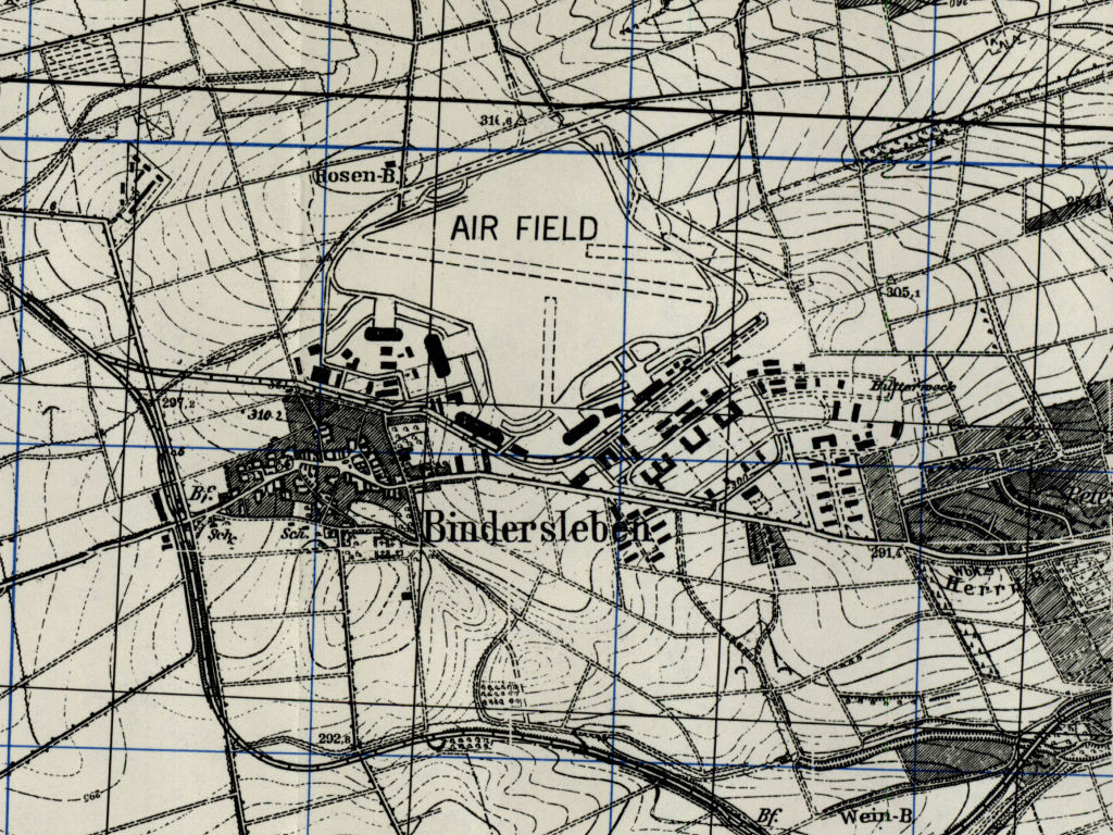 Flugplatz Erfurt-Bindersleben auf einer US-amerikanischen Karte 1951