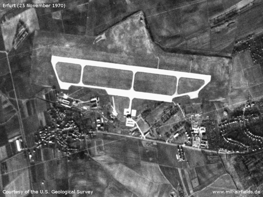 Erfurt Bindersleben Airport, East Germany, on a US satellite image 1970