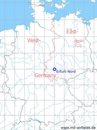 Map with location of Erfurt North / Roter Berg airfield, Germany
