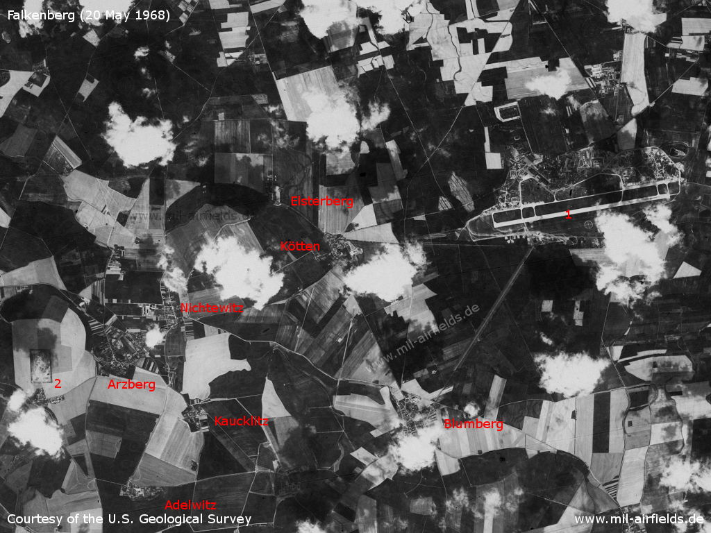Flugplatz Falkenberg auf einem Satellitenbild 1968