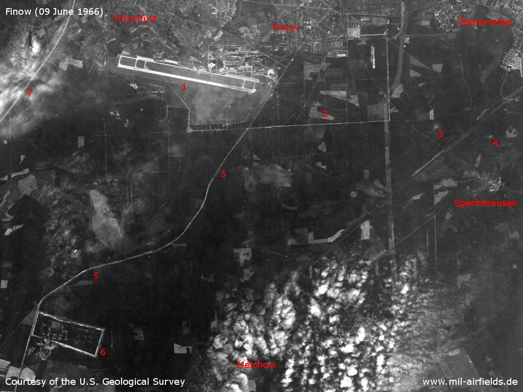 Flugplatz Finow auf einem Satellitenbild 1966