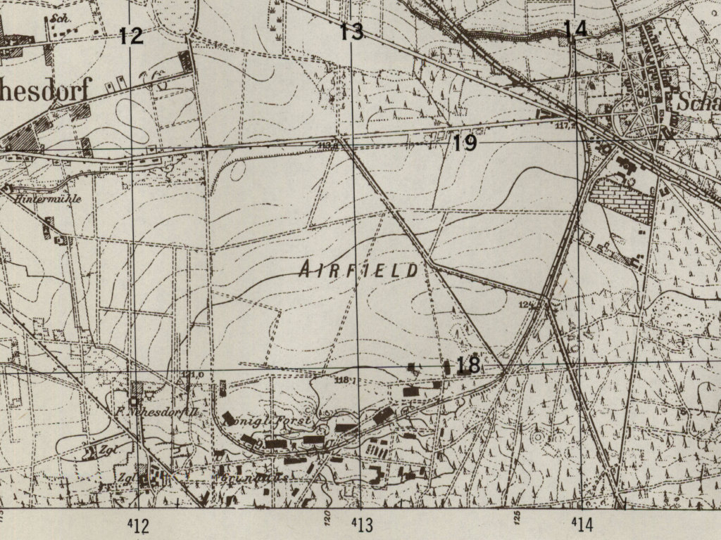 Map of Fliegerhorst Finsterwalde, 1952