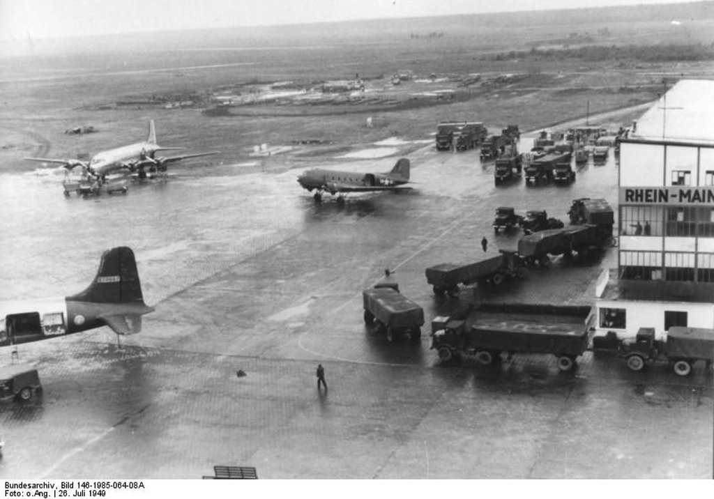 Picture of Douglas C-47 and C-54 of US Air Force during Berlin Airlift at Frankfurt Rhein Main