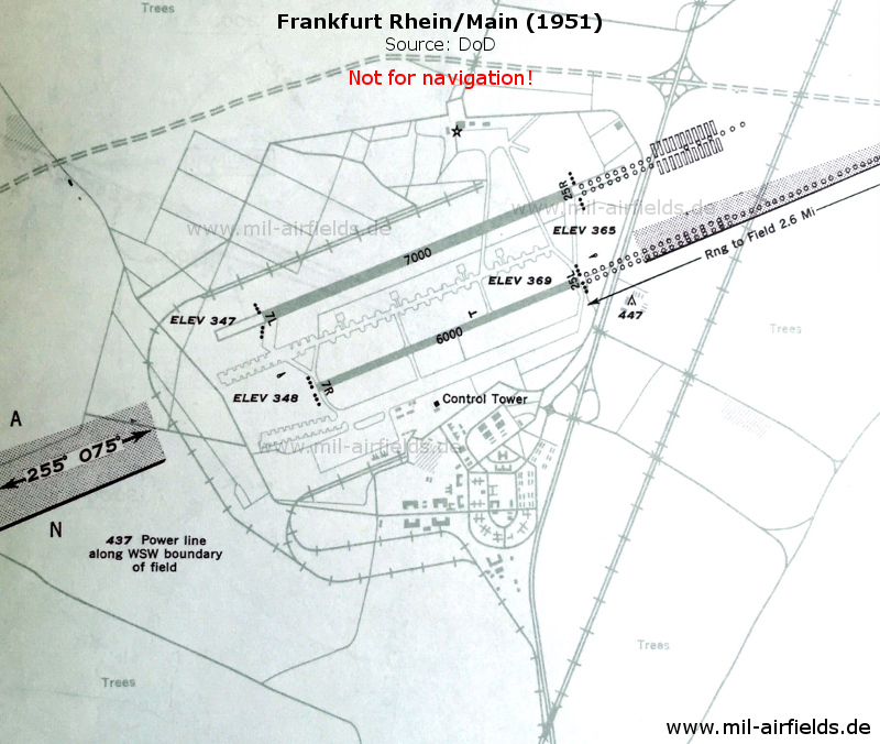 Flugplatz-Karte 1951 mit Autobahn, Anschlussbahn