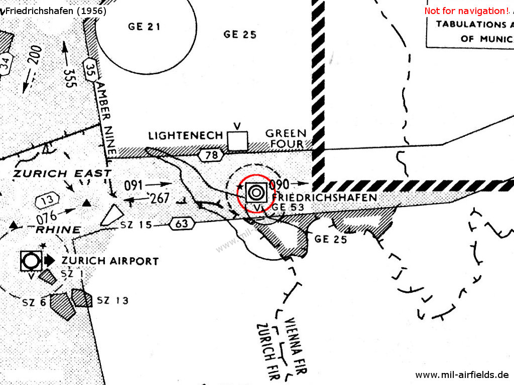 Die Base aérienne 136 auf einer Karte 1956