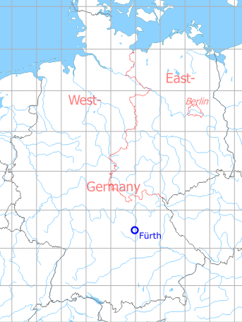 Map with location of Fürth Army Airfield AAF