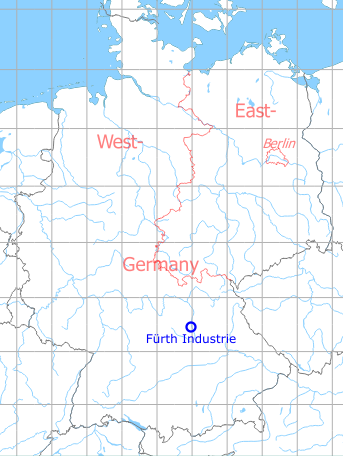 Map with location of Fürth Industrieflughafen Airport, Germany