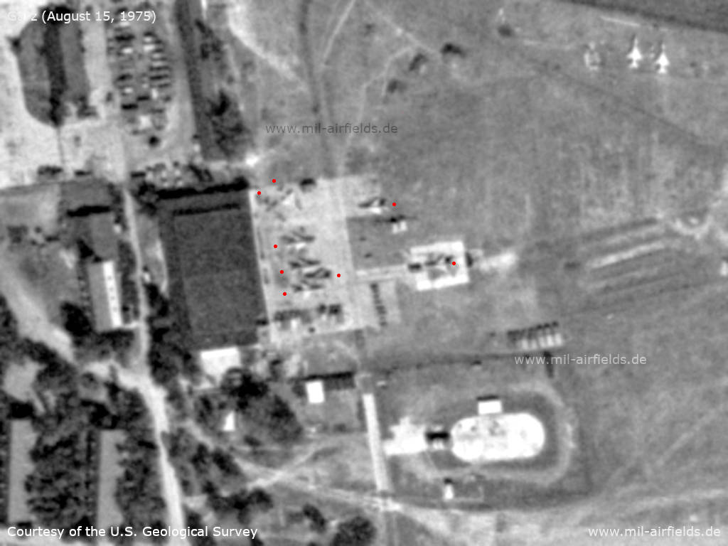 NVA airfield Garz: Aircraft hangar with MiG-21