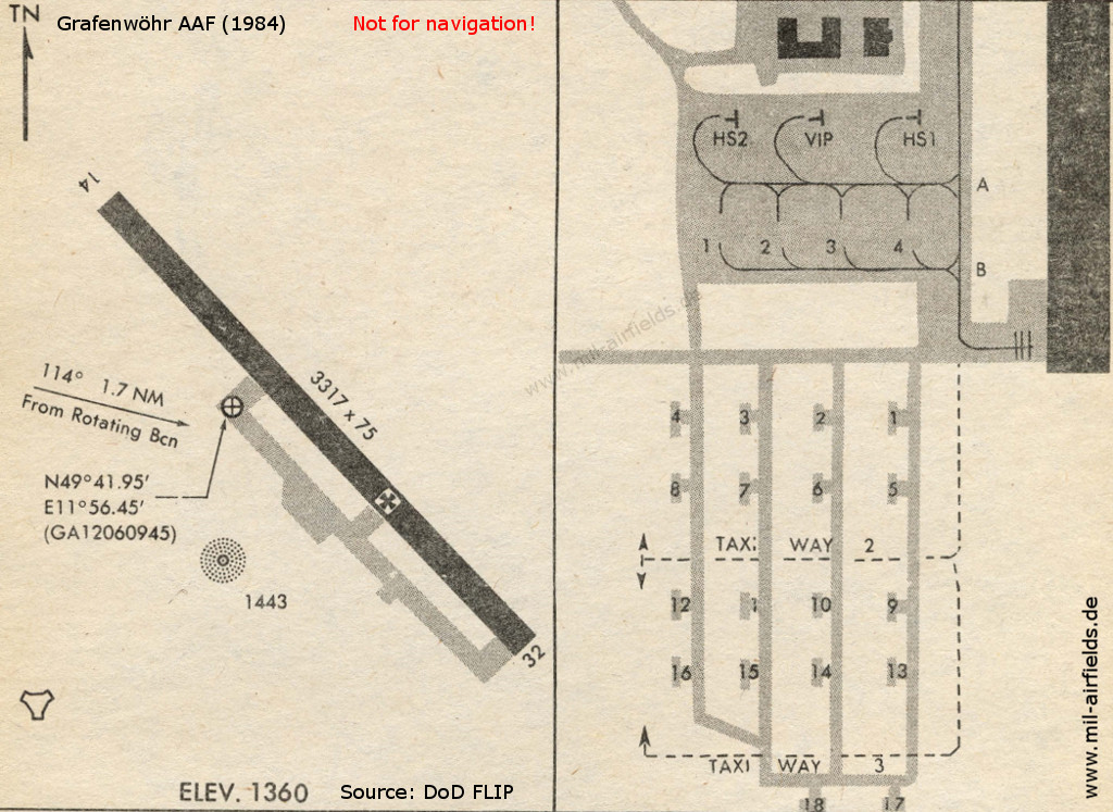Karte aus dem Jahr 1984 Flugplatz Grafenwöhr