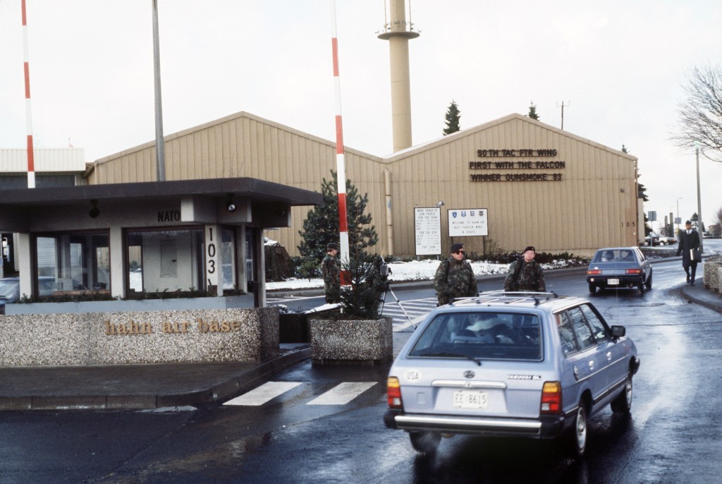 The front gate entrance to the Hahn Air Base, 1986