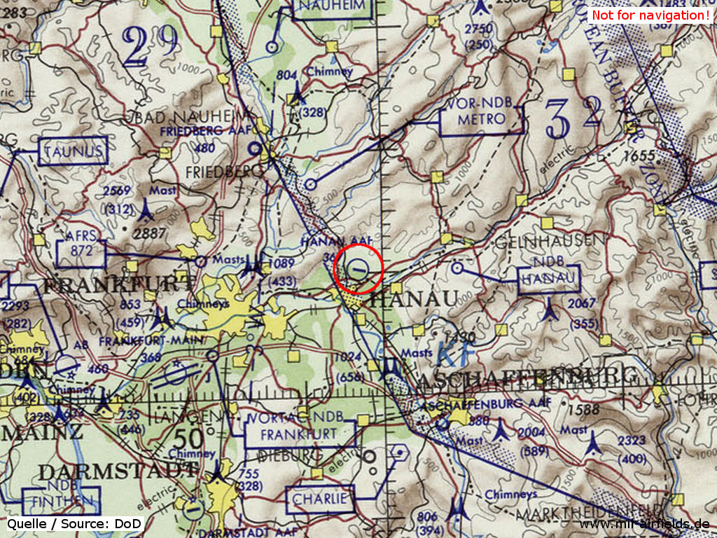Der Army-Flugplatz Hanau auf einer Karte 1972
