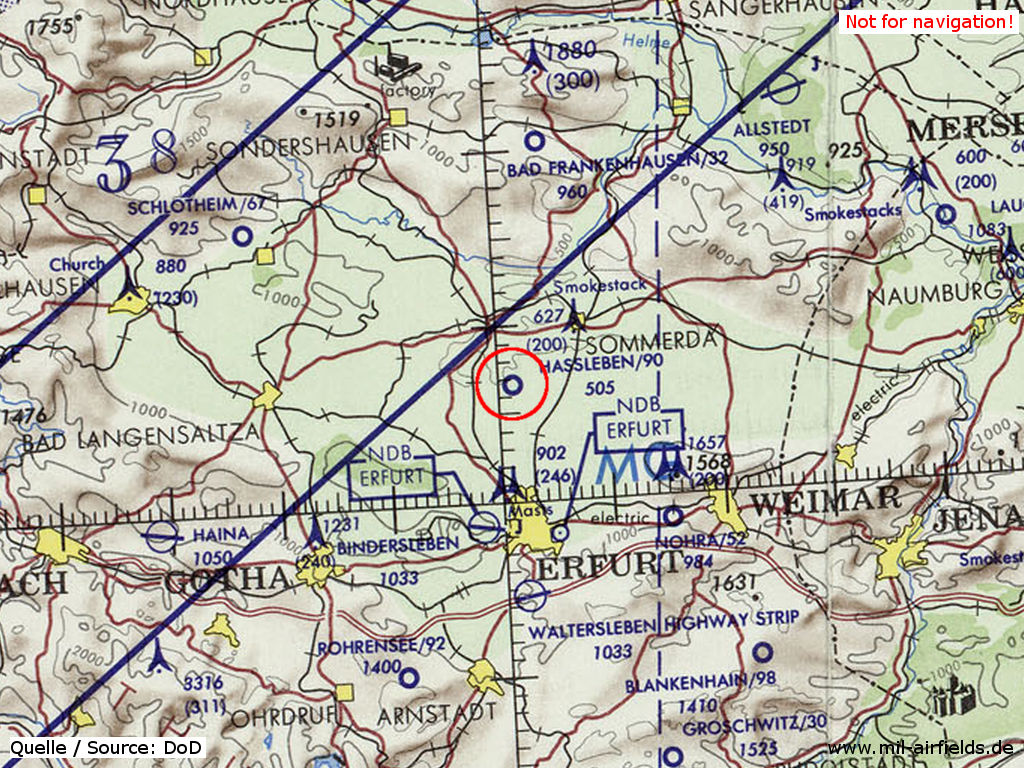 Flugplatz Haßleben auf einer Karte 1972