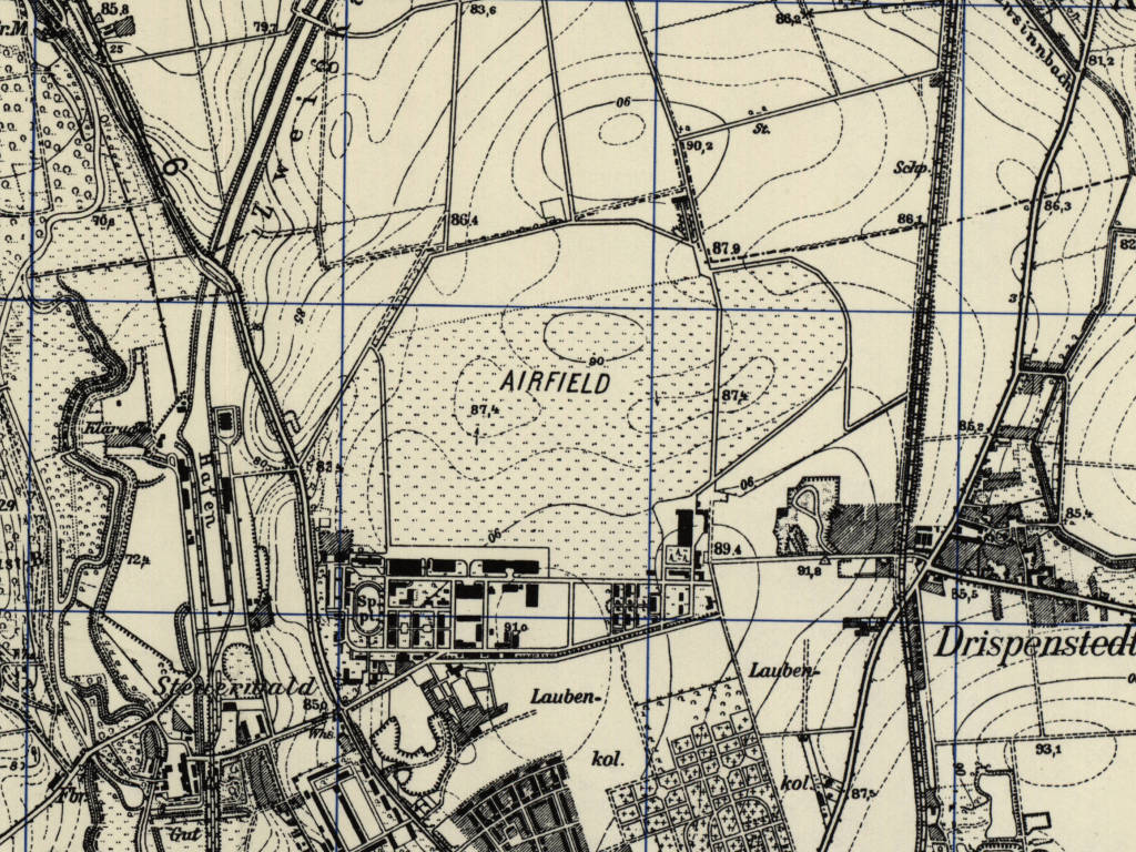 Hildesheim Airfield on a map 1951
