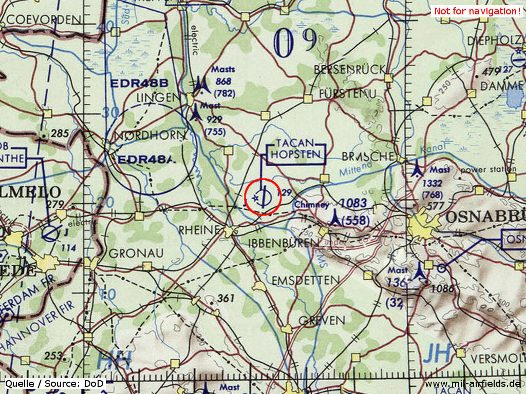 Karte mit Fliegerhorst Hopsten 1972