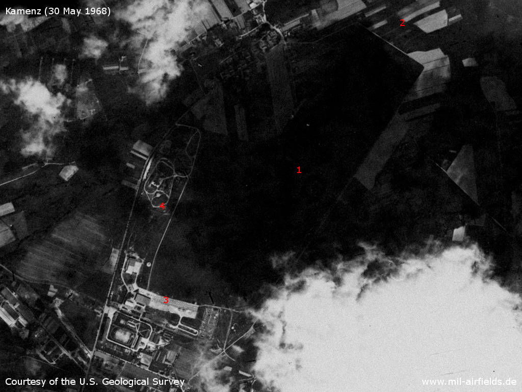 Flugplatz Kamenz auf einem Satellitenbild 1968