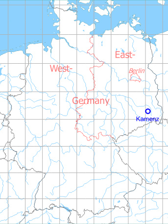 Map with location of Kamenz Airfield, Germany