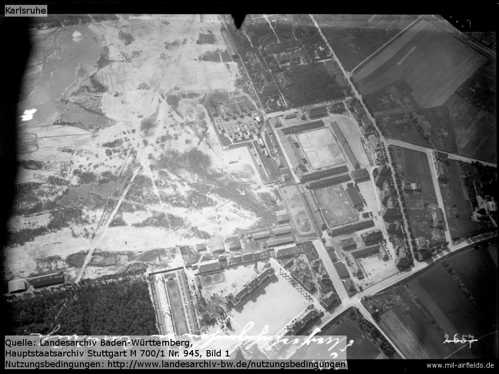 Luftbild Flugplatz Karlsruhe, Erster Weltkrieg