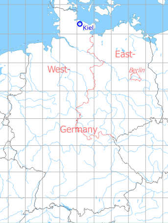 Map with location of Kiel Holtenau Airfield, Germany