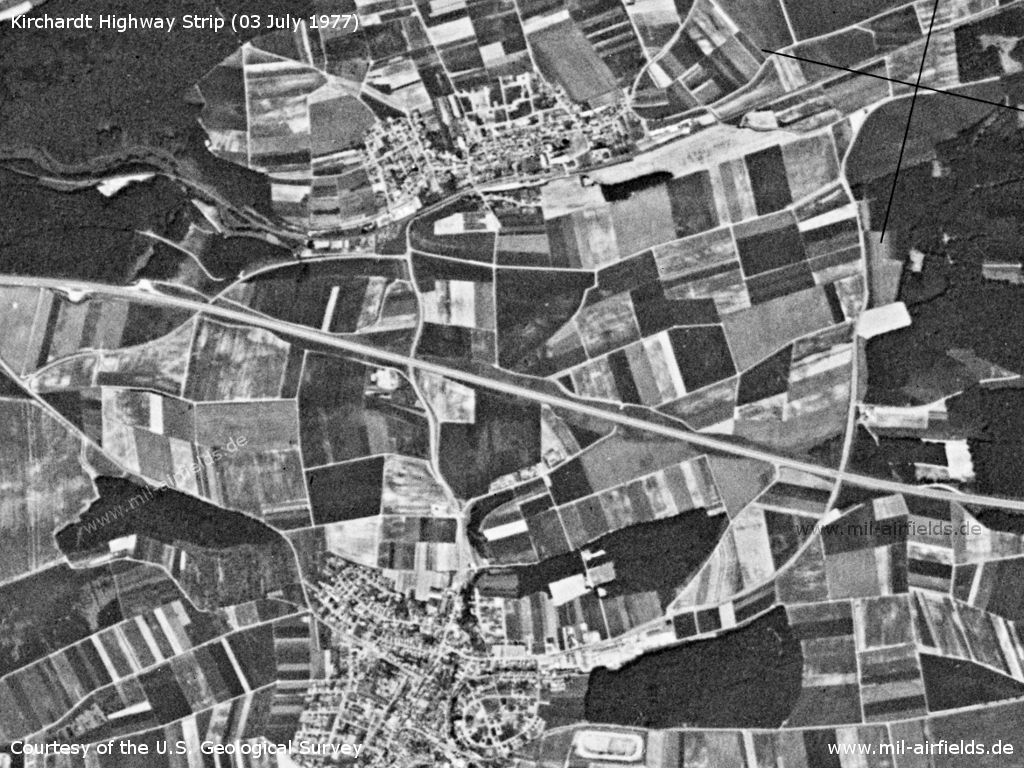 Autobahn-Notlandeplatz NLP Kirchardt auf einem Satellitenbild 1977