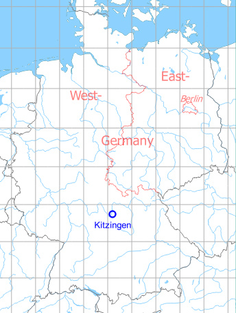 Map with location of Kitzingen Army Airfield AAF, Germany