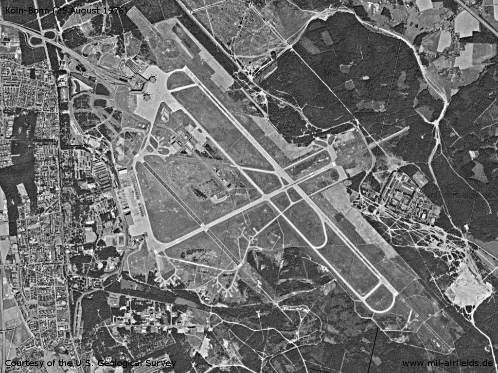 Flughafen Köln-Bonn auf einem Satellitenbild 1976