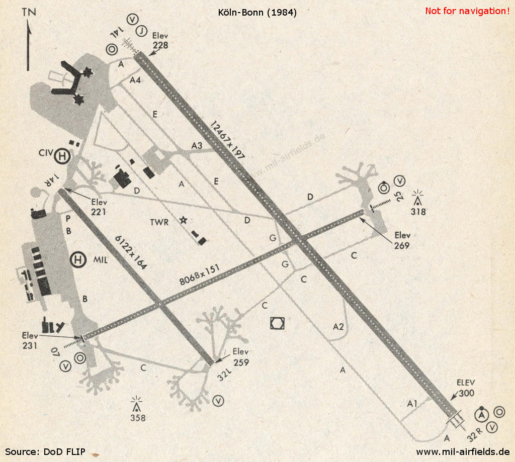 Karte Flughafen Köln-Bonn 1984