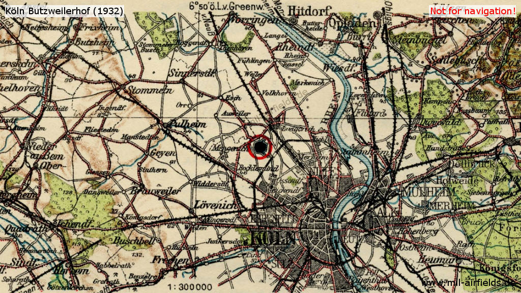Map of Köln (Cologne) and vicinity in 1932