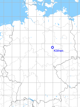 Map with location of Köthen Air Base