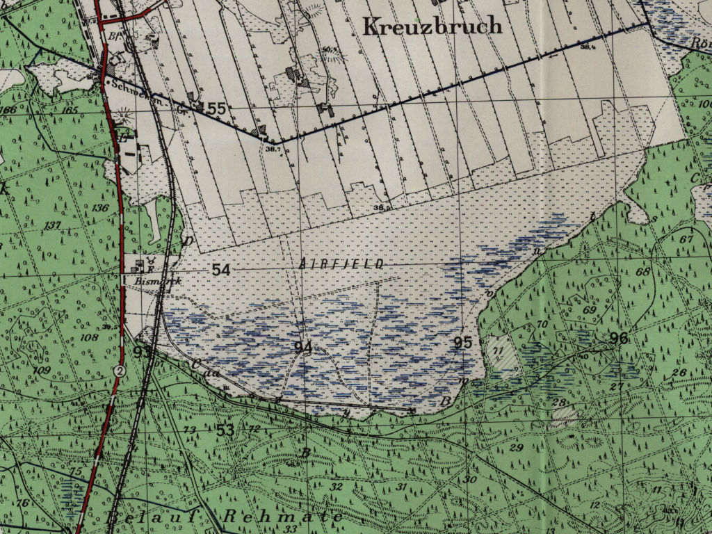Kreuzbruch airfield on a US map from 1952