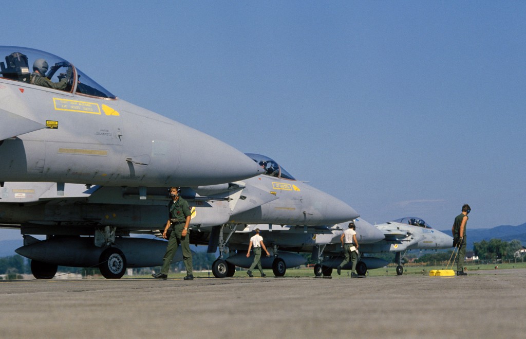 US Air Force F-15 Eagle of the 7th Tactical Fighter Squadron at Lahr Air Base Germany