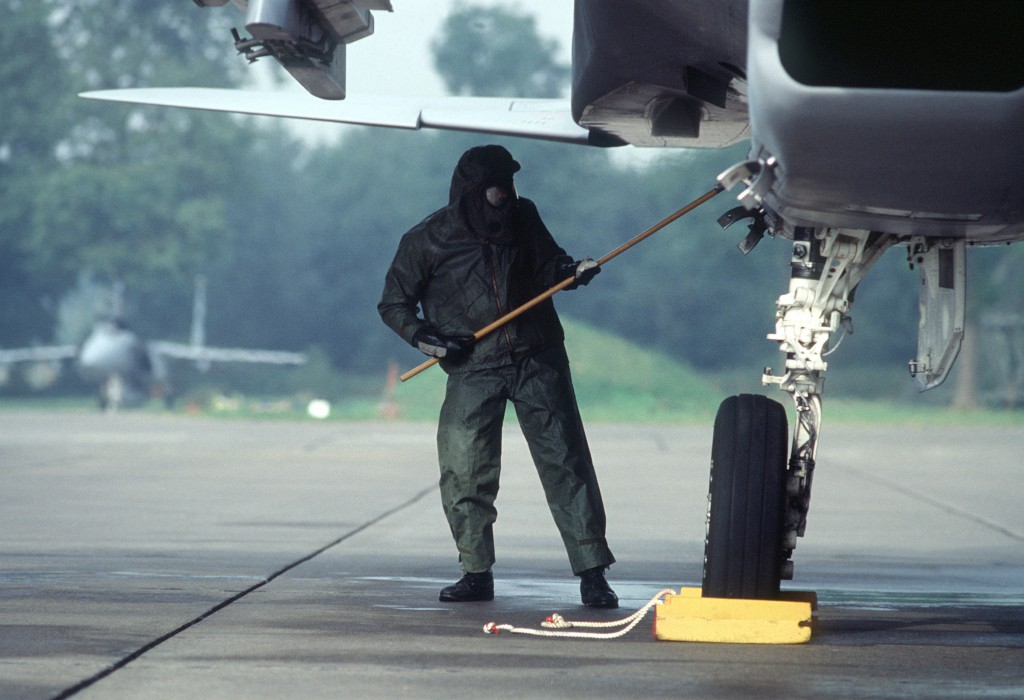 Decontamination of an aircraft F-15 at Lahr, Germany