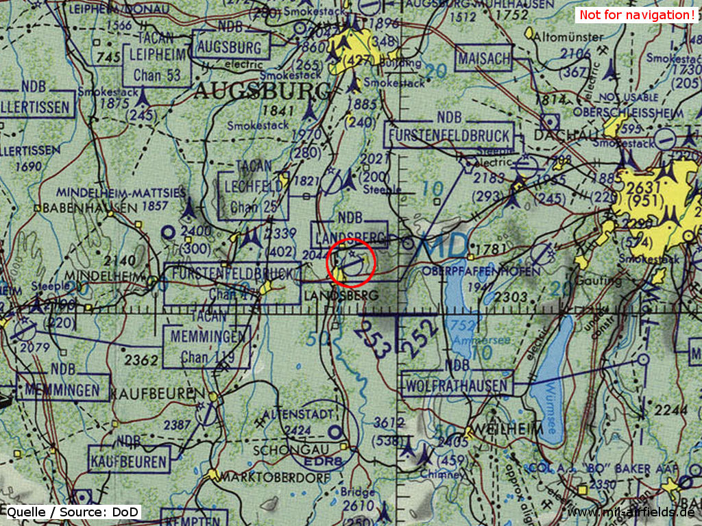 Landsberg/Lech Air Base on a map 1981