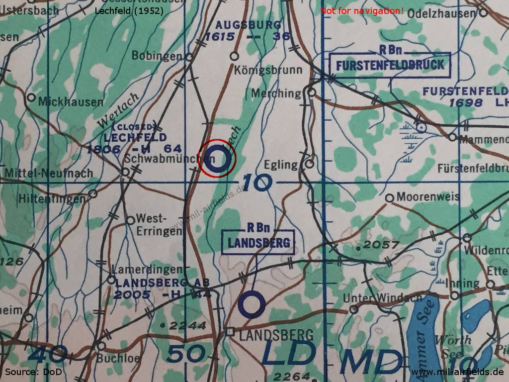 Karte Flugplatz Lechfeld 1952