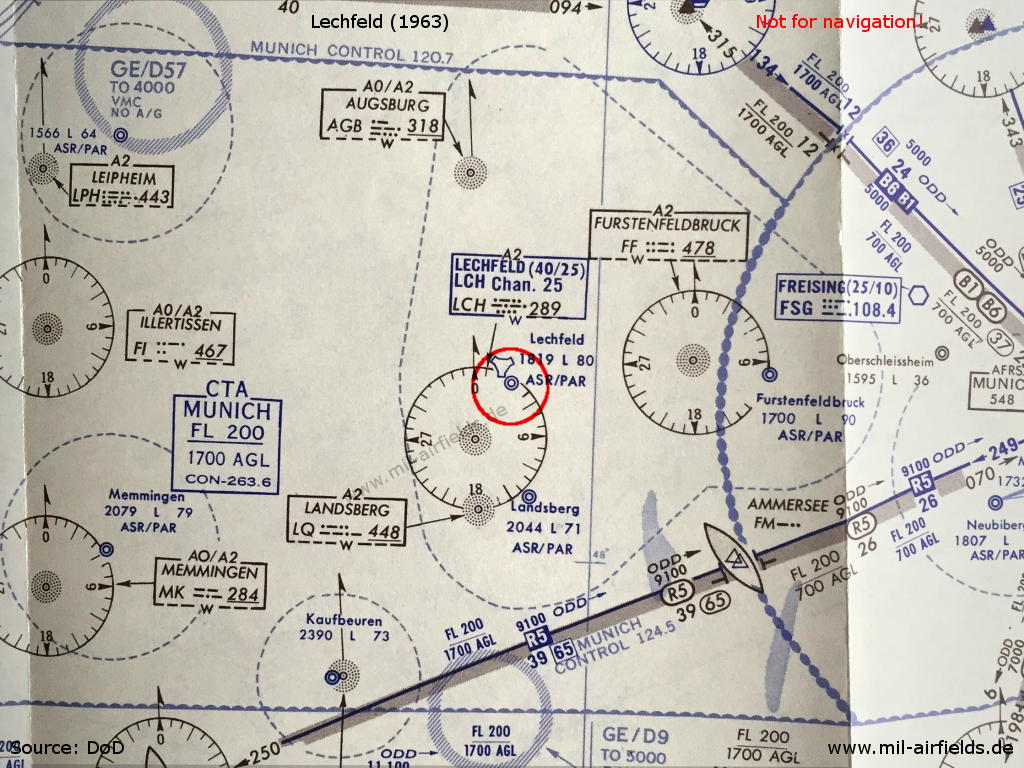 Karte Luftraum Flugplatz Lechfeld 1963