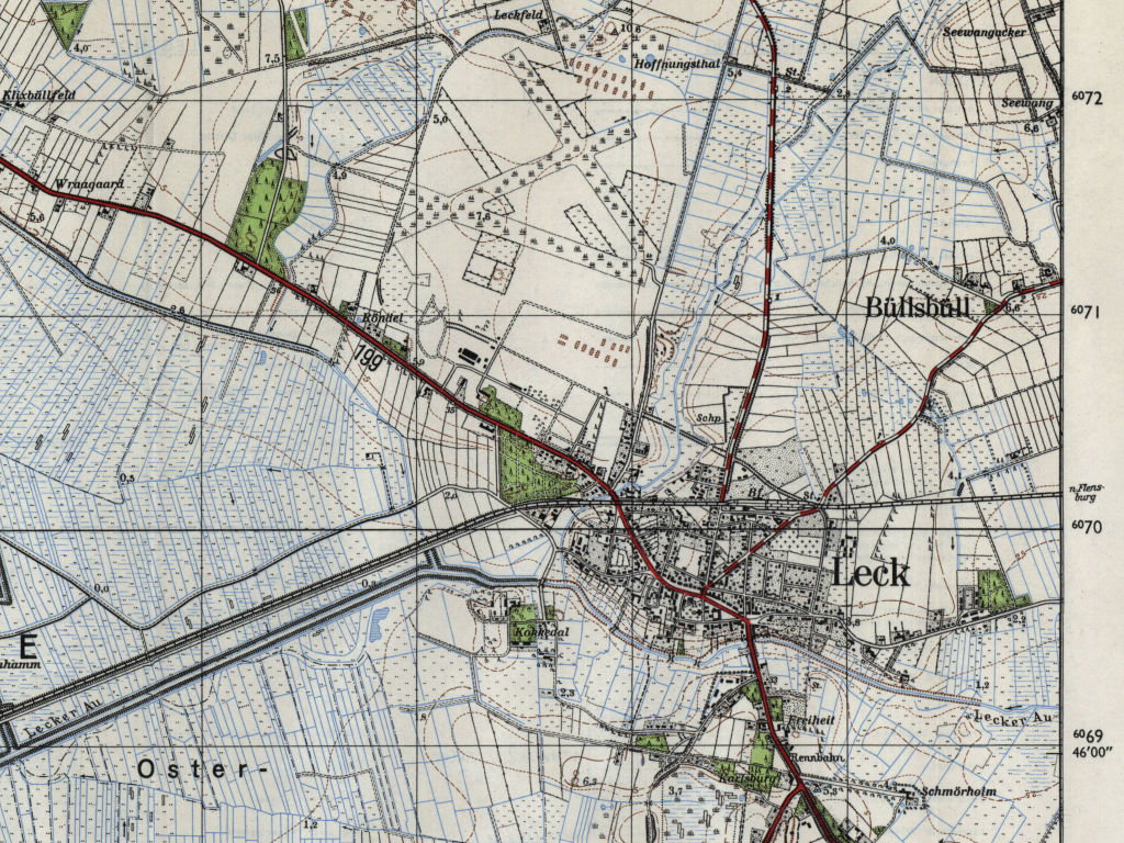 Map with relics of the former Leck airfield