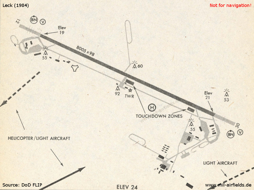Karte Fliegerhorst Leck im Jahr 1984