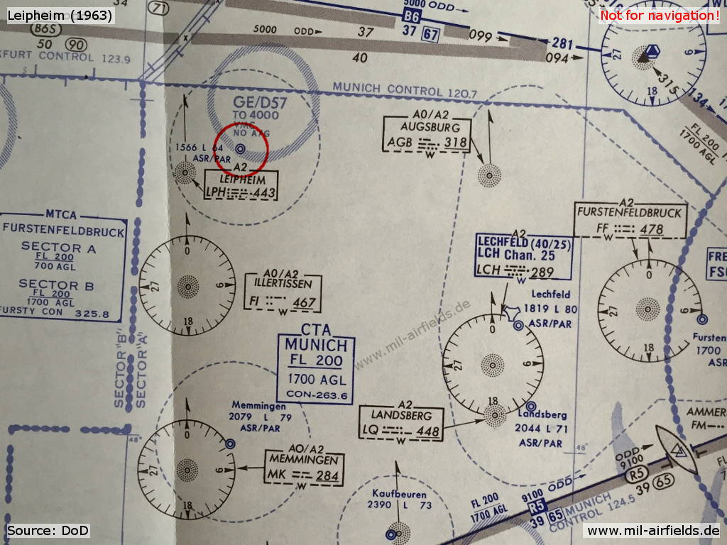 Karte Flugplatz Leipheim 1963