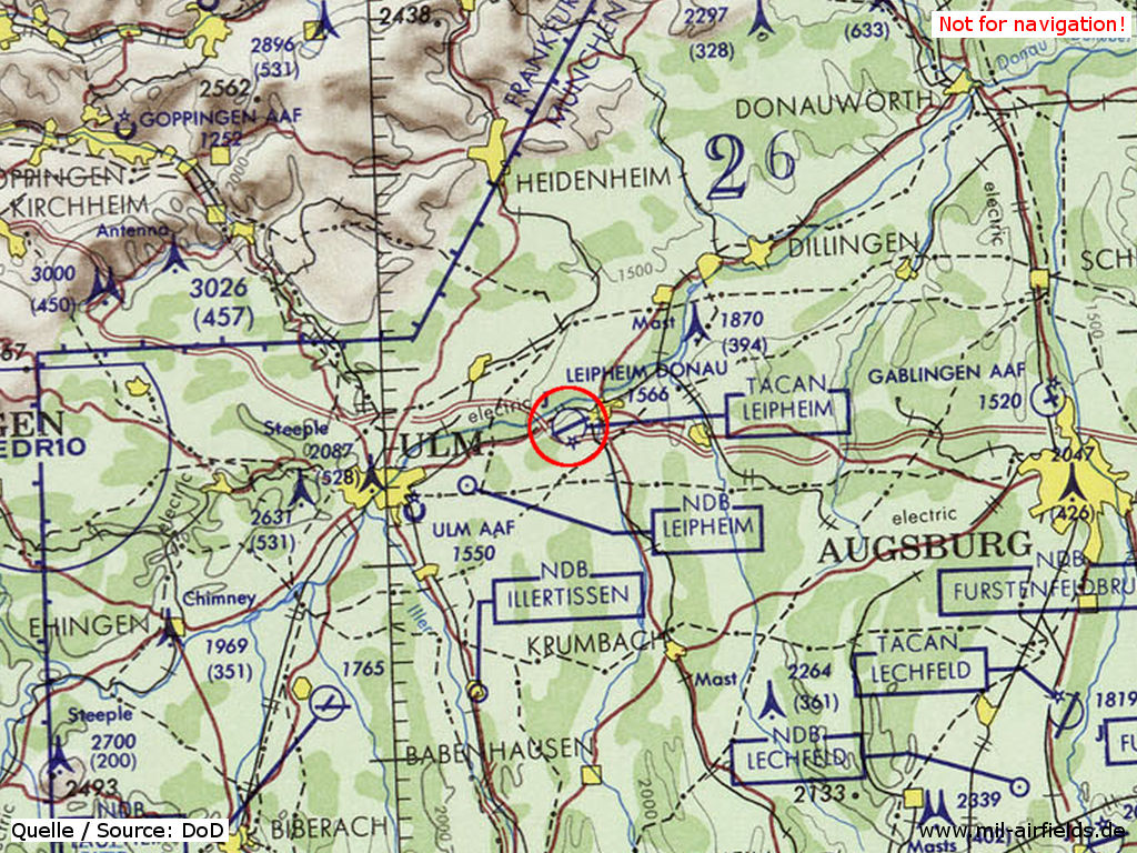 Karte mit Fliegerhorst der Luftwaffe Leipheim
