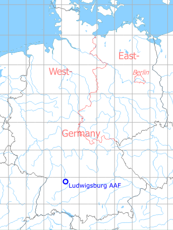 Map with location of Ludwigsburg Army Airfield AAF