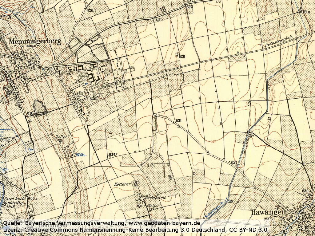 Karte mit Flugplatz Memmingen 1956