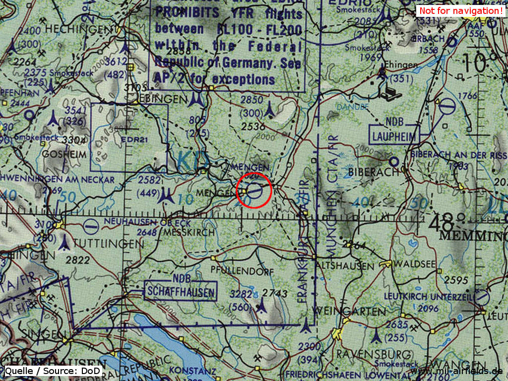 Luftraum auf einer Karte von 1981