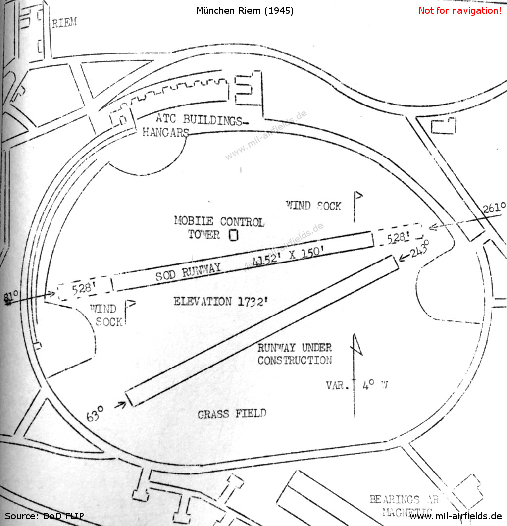 Karte Flughafen München Riem 21. Juli 1945