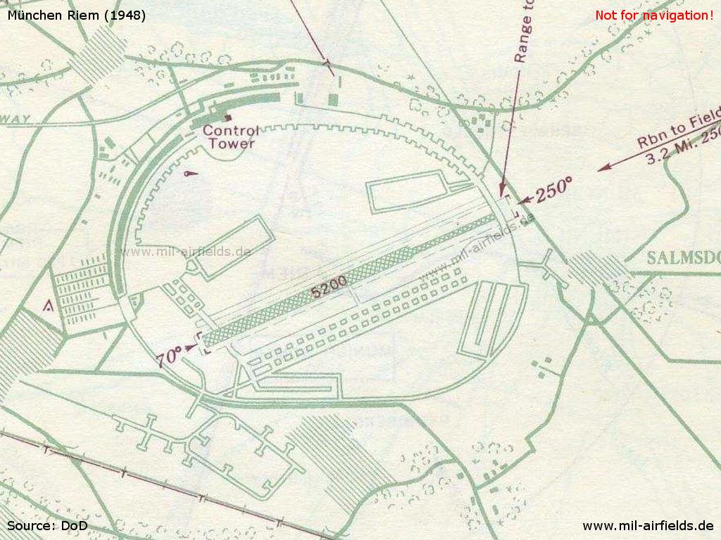 Karte Flugplatz München Riem 1948