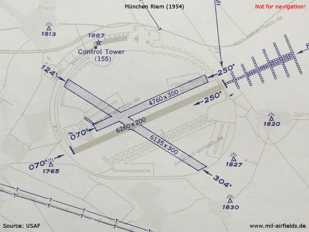 Karte Flughafen München Riem 1954