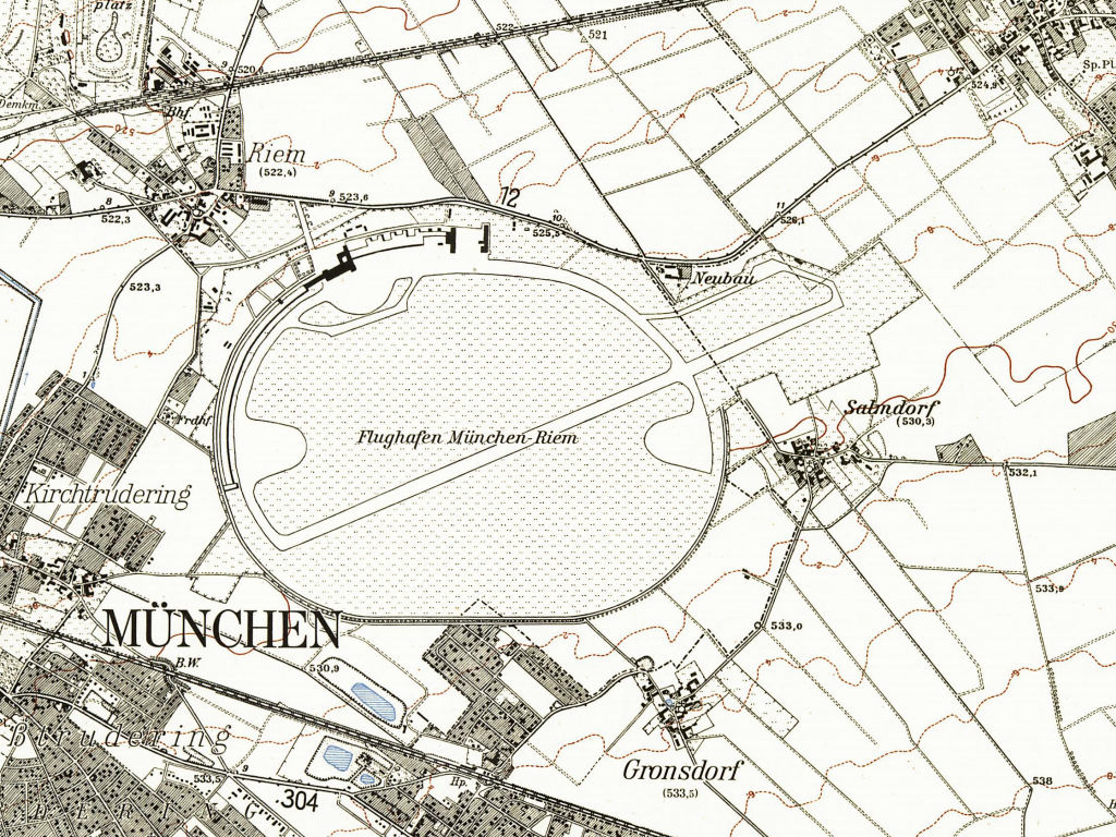 Lageplan / Topografische Karte Flughafen München Riem 1959